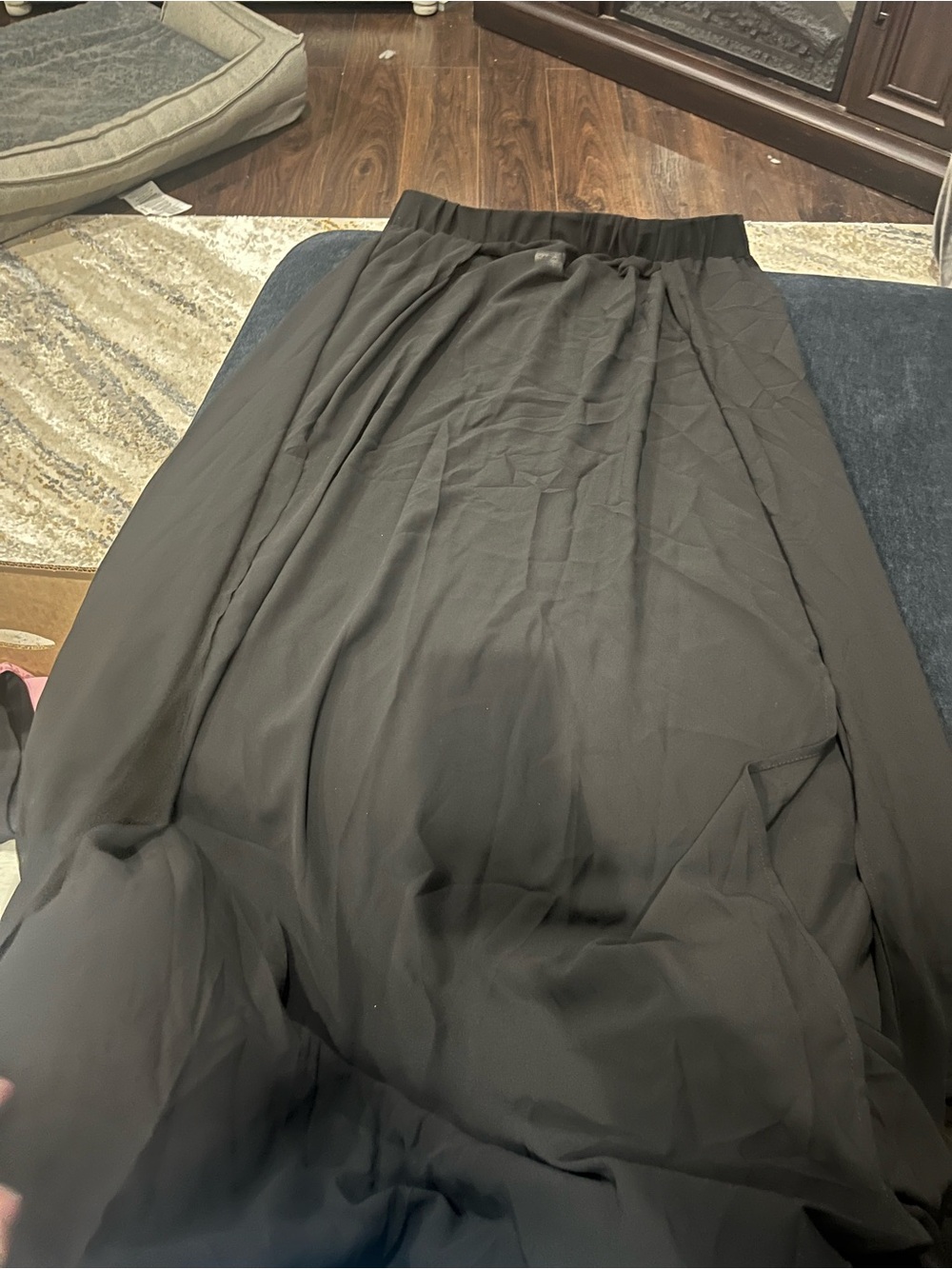 Women's Black Elastic-Waist Maxi Skirt